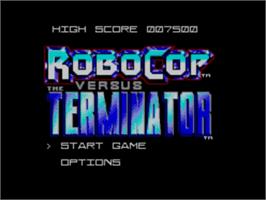 Title screen of Robocop vs. the Terminator on the Sega Master System.