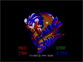 Title screen of Sonic Spinball on the Sega Master System.