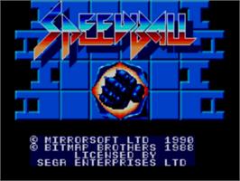 Title screen of Speedball on the Sega Master System.