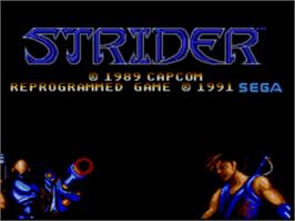 Title screen of Strider on the Sega Master System.