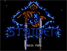 Title screen of Strider 2 on the Sega Master System.