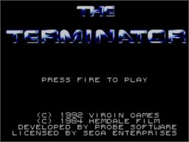 Title screen of Terminator on the Sega Master System.