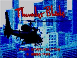 Title screen of Thunder Blade on the Sega Master System.