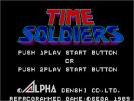 Title screen of Time Soldiers on the Sega Master System.