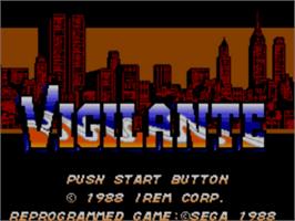 Title screen of Vigilante on the Sega Master System.