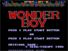 Title screen of Wonder Boy on the Sega Master System.