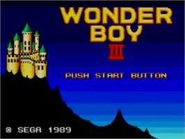 Title screen of Wonder Boy III: The Dragon's Trap on the Sega Master System.