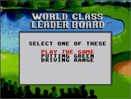 Title screen of World Class Leaderboard on the Sega Master System.