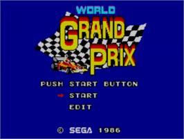 Title screen of World Grand Prix on the Sega Master System.