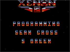 Title screen of Xenon 2: Megablast on the Sega Master System.