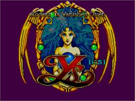 Title screen of Ys - The Vanished Omens on the Sega Master System.