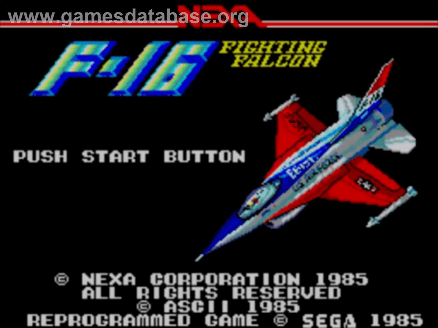 F-16 Fighting Falcon - Sega Master System - Artwork - Title Screen
