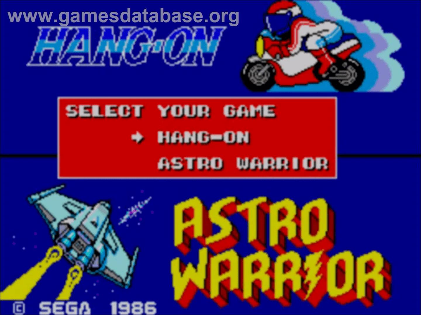 Hang-On & Astro Warrior - Sega Master System - Artwork - Title Screen