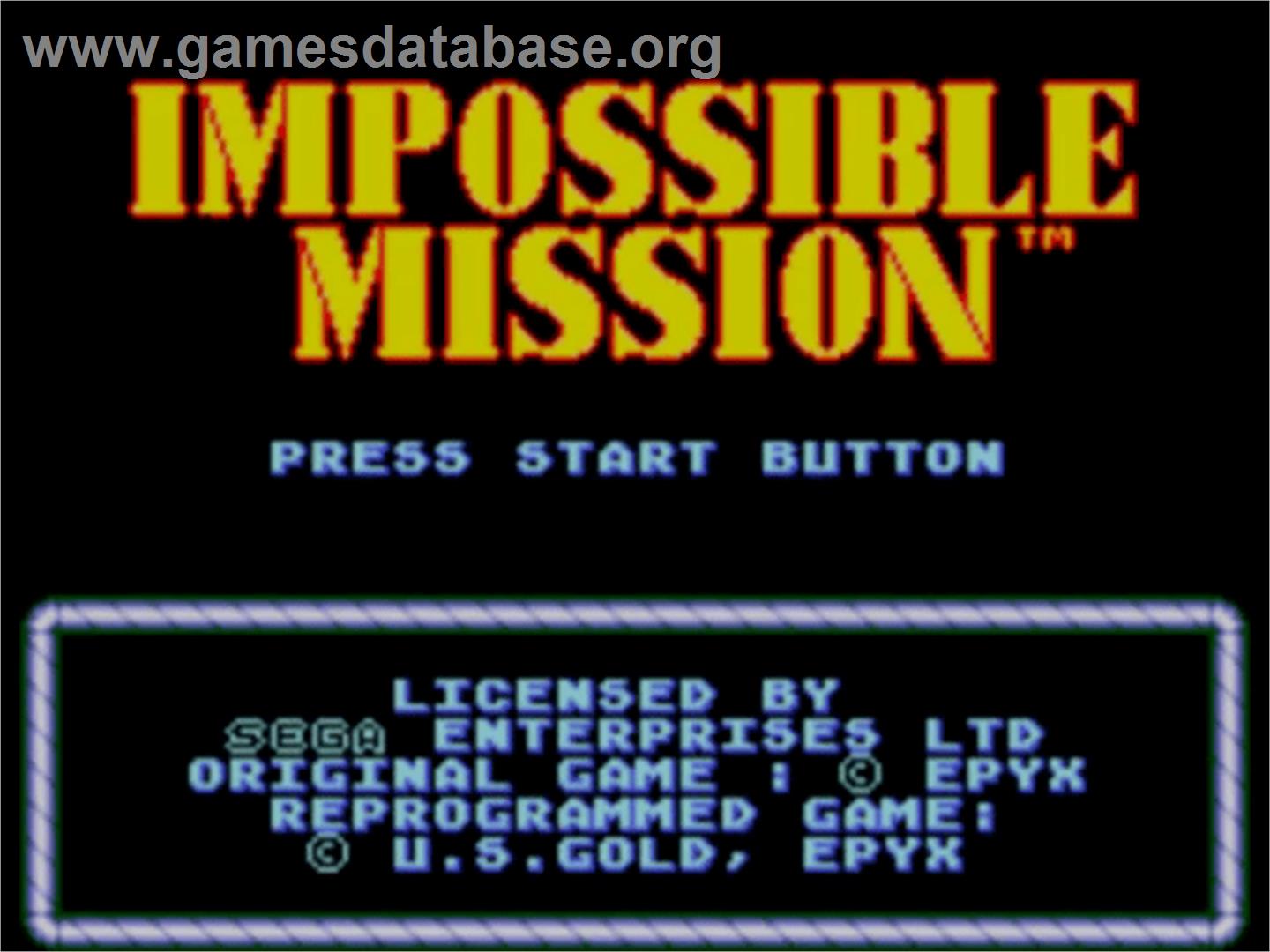 Impossible Mission - Sega Master System - Artwork - Title Screen