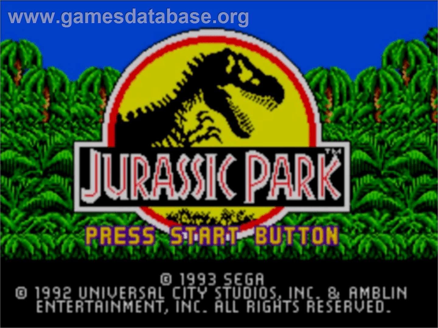 Jurassic Park - Sega Master System - Artwork - Title Screen