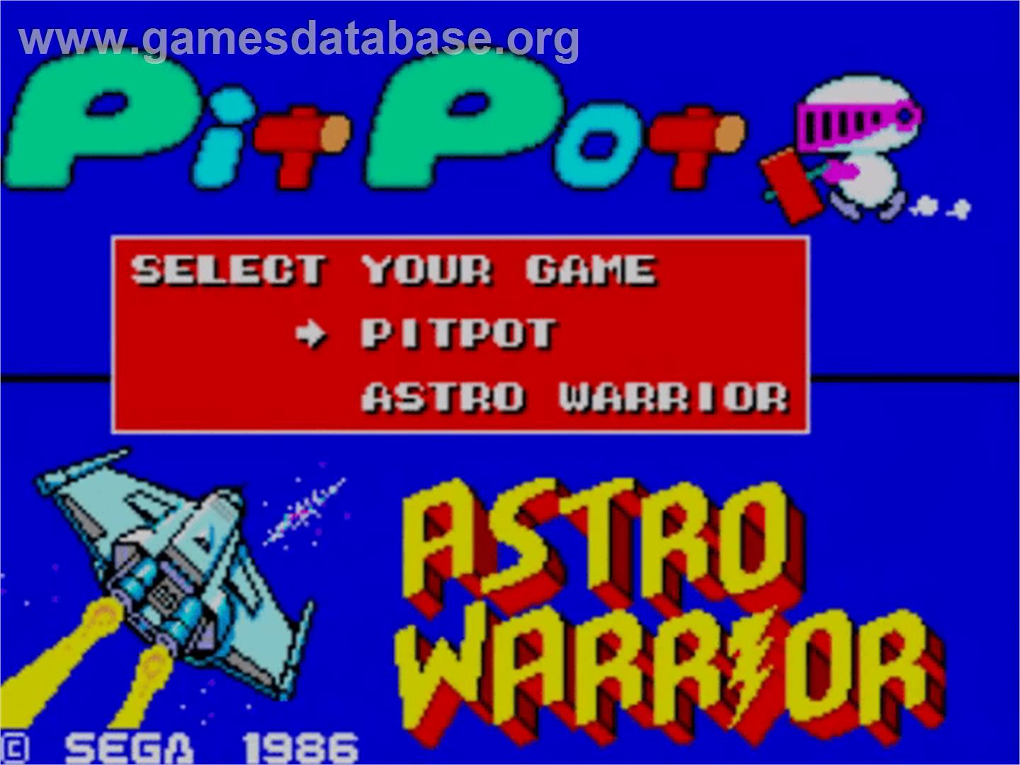 Pit Pot & Astro Warrior: The Combo Cartridge - Sega Master System - Artwork - Title Screen