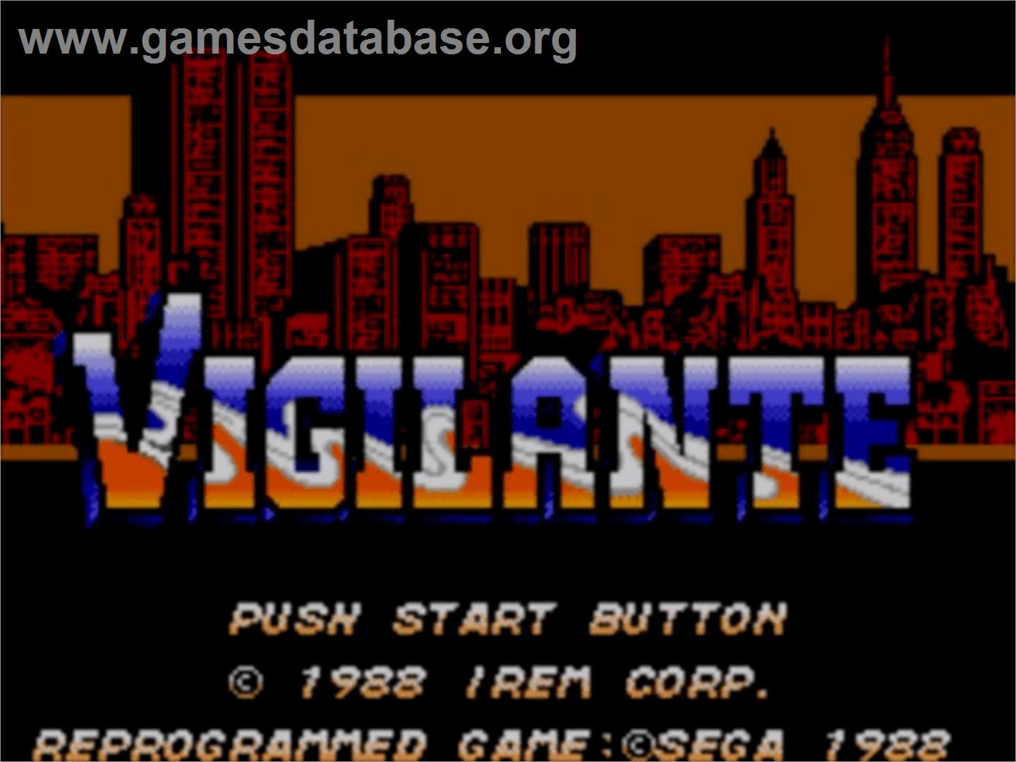 Vigilante - Sega Master System - Artwork - Title Screen