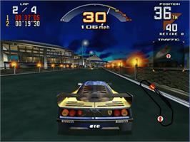 In game image of Scud Race on the Sega Model 3.