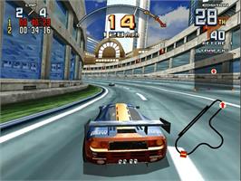 In game image of Scud Race Plus on the Sega Model 3.