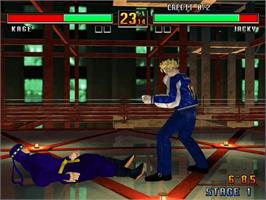 In game image of Virtua Fighter 3 on the Sega Model 3.