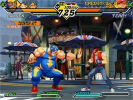In game image of Capcom vs SNK 2 Millionaire Fighting 2001 on the Sega Naomi.