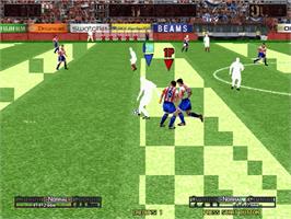 In game image of Virtua Striker 3 on the Sega Naomi.