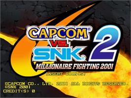 Title screen of Capcom vs SNK 2 Millionaire Fighting 2001 on the Sega Naomi.