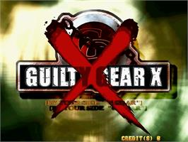 Title screen of Guilty Gear XX on the Sega Naomi.
