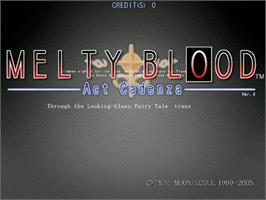 Title screen of Melty Blood Act Cadenza Ver.A on the Sega Naomi.
