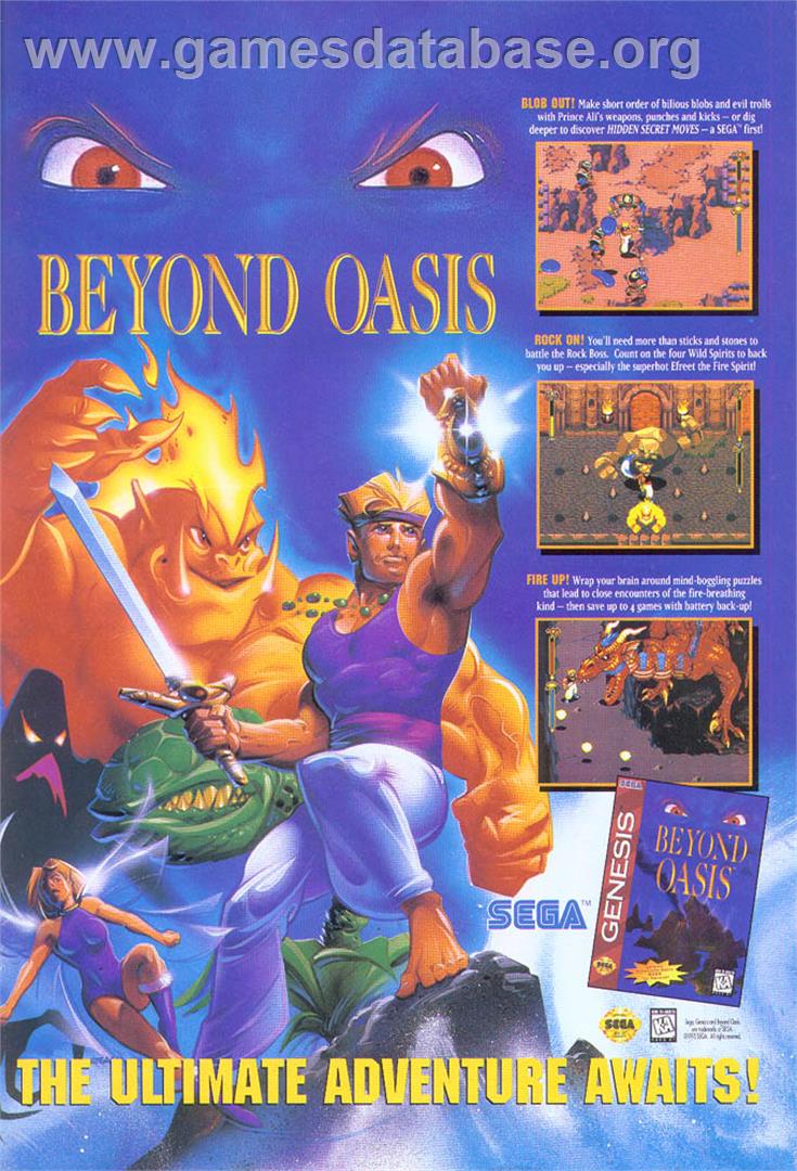 Beyond Oasis - Sega Genesis - Artwork - Advert