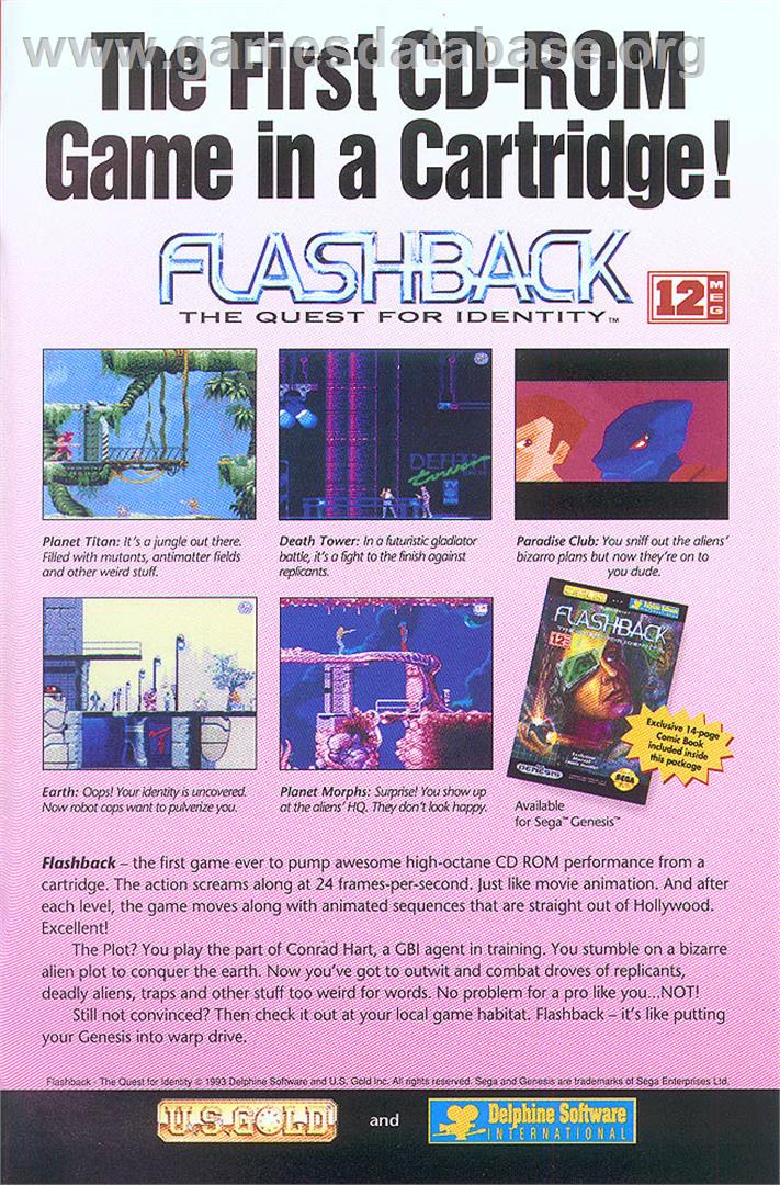 Flashback - Sega Genesis - Artwork - Advert