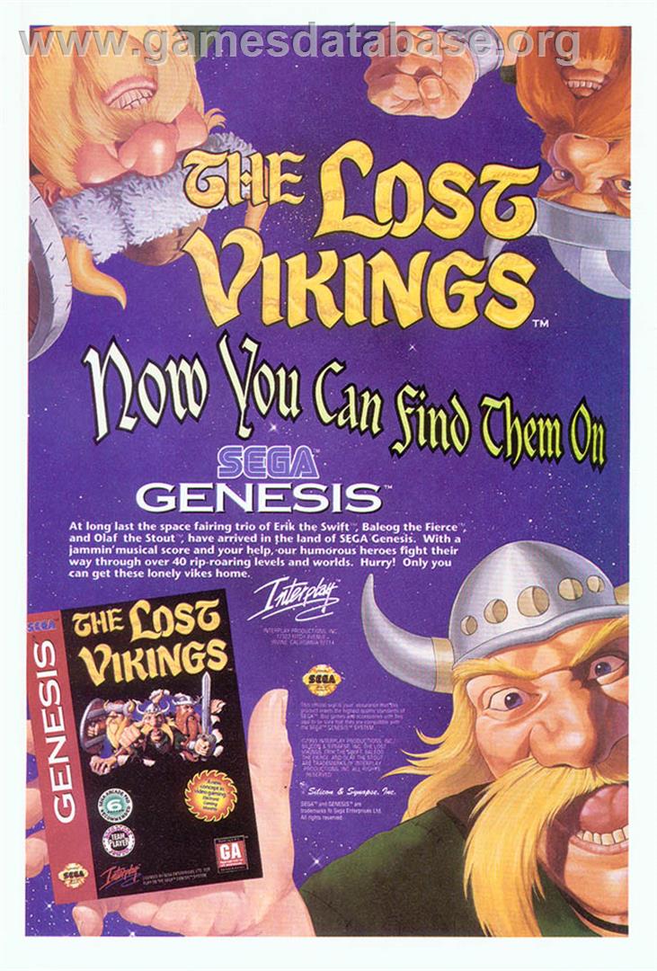 Lost Vikings, The - Sega Genesis - Artwork - Advert