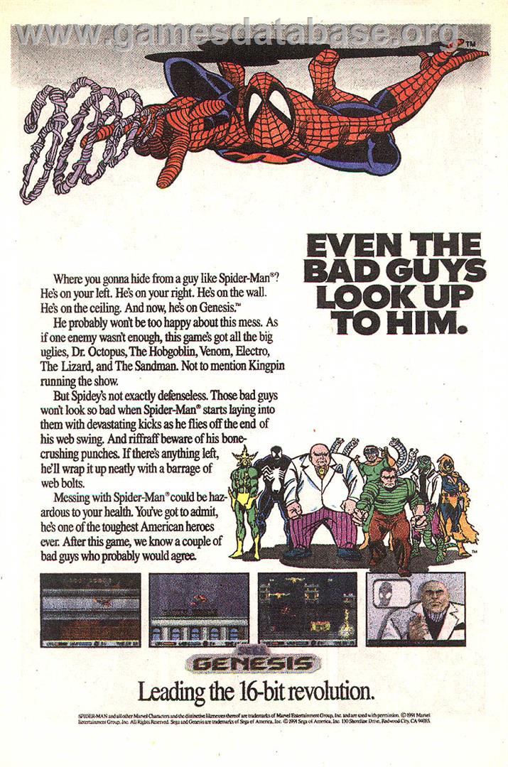 Spider-Man: The Animated Series - Sega Genesis - Artwork - Advert