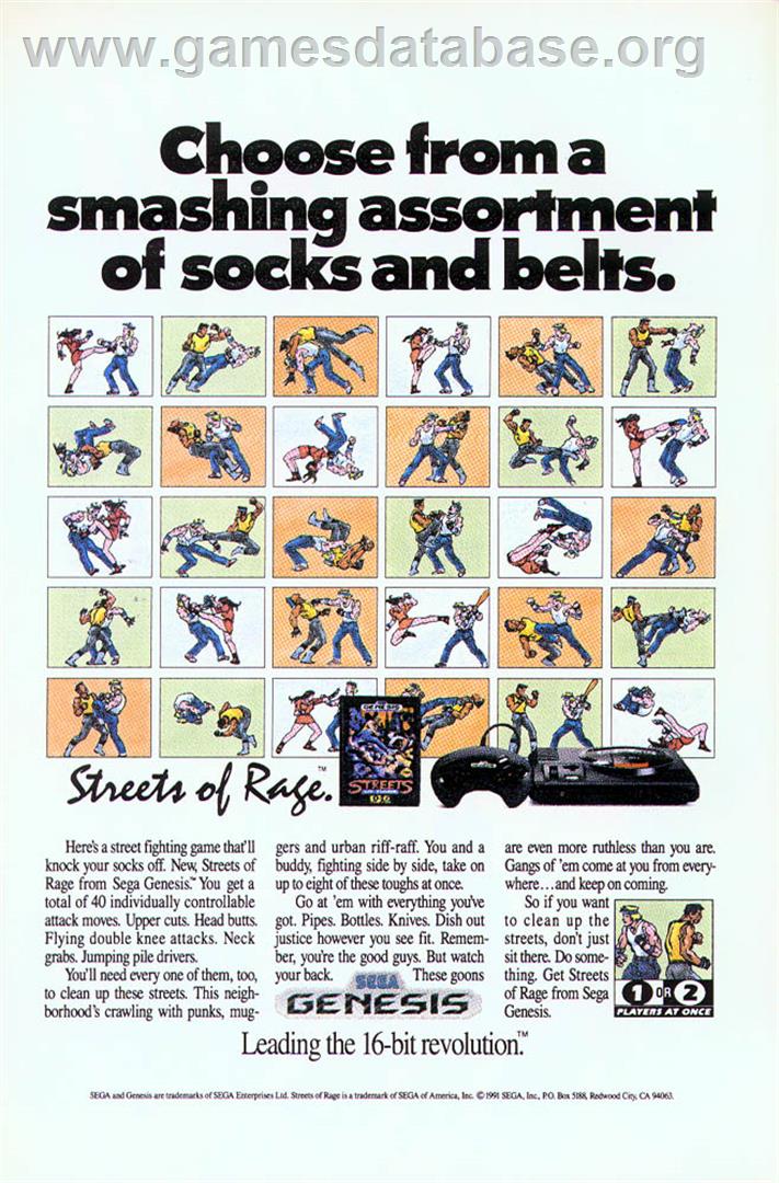 Streets of Rage - Sega Genesis - Artwork - Advert