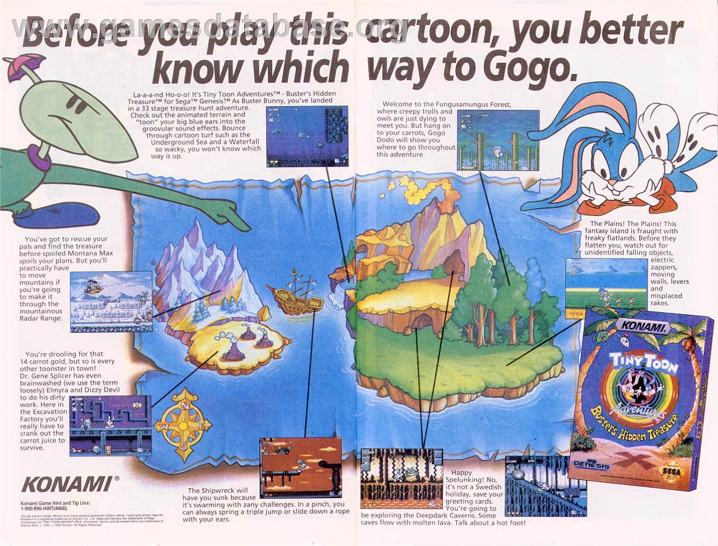 Tiny Toon Adventures: Buster's Hidden Treasure - Sega Genesis - Artwork - Advert