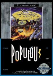 Box cover for Populous on the Sega Nomad.