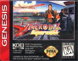 Cartridge artwork for Aerobiz Supersonic on the Sega Nomad.