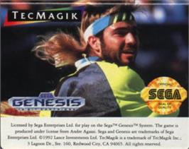 Cartridge artwork for Andre Agassi Tennis on the Sega Nomad.