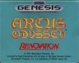 Cartridge artwork for Arcus Odyssey on the Sega Nomad.