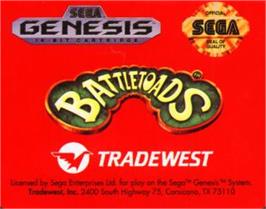 Cartridge artwork for Battletoads on the Sega Nomad.
