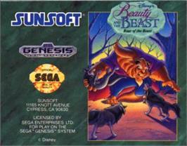 Cartridge artwork for Beauty and the Beast: Roar of the Beast on the Sega Nomad.