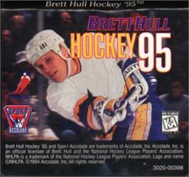Cartridge artwork for Brett Hull Hockey '95 on the Sega Nomad.