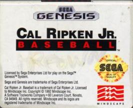 Cartridge artwork for Cal Ripken Jr. Baseball on the Sega Nomad.