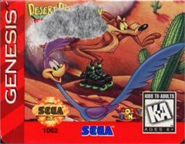Cartridge artwork for Desert Demolition Starring Road Runner and  Wile E. Coyote on the Sega Nomad.