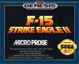 Cartridge artwork for F-15 Strike Eagle II on the Sega Nomad.