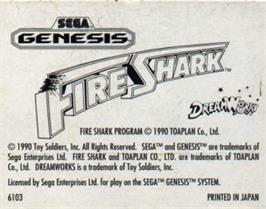 Cartridge artwork for Fire Shark on the Sega Nomad.