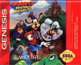 Cartridge artwork for Goofy's Hysterical History Tour on the Sega Nomad.