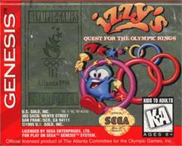 Cartridge artwork for Izzy's Quest for the Olympic Rings on the Sega Nomad.