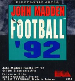 Cartridge artwork for John Madden Football '92 on the Sega Nomad.