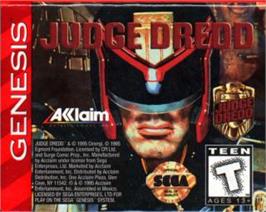 Cartridge artwork for Judge Dredd on the Sega Nomad.